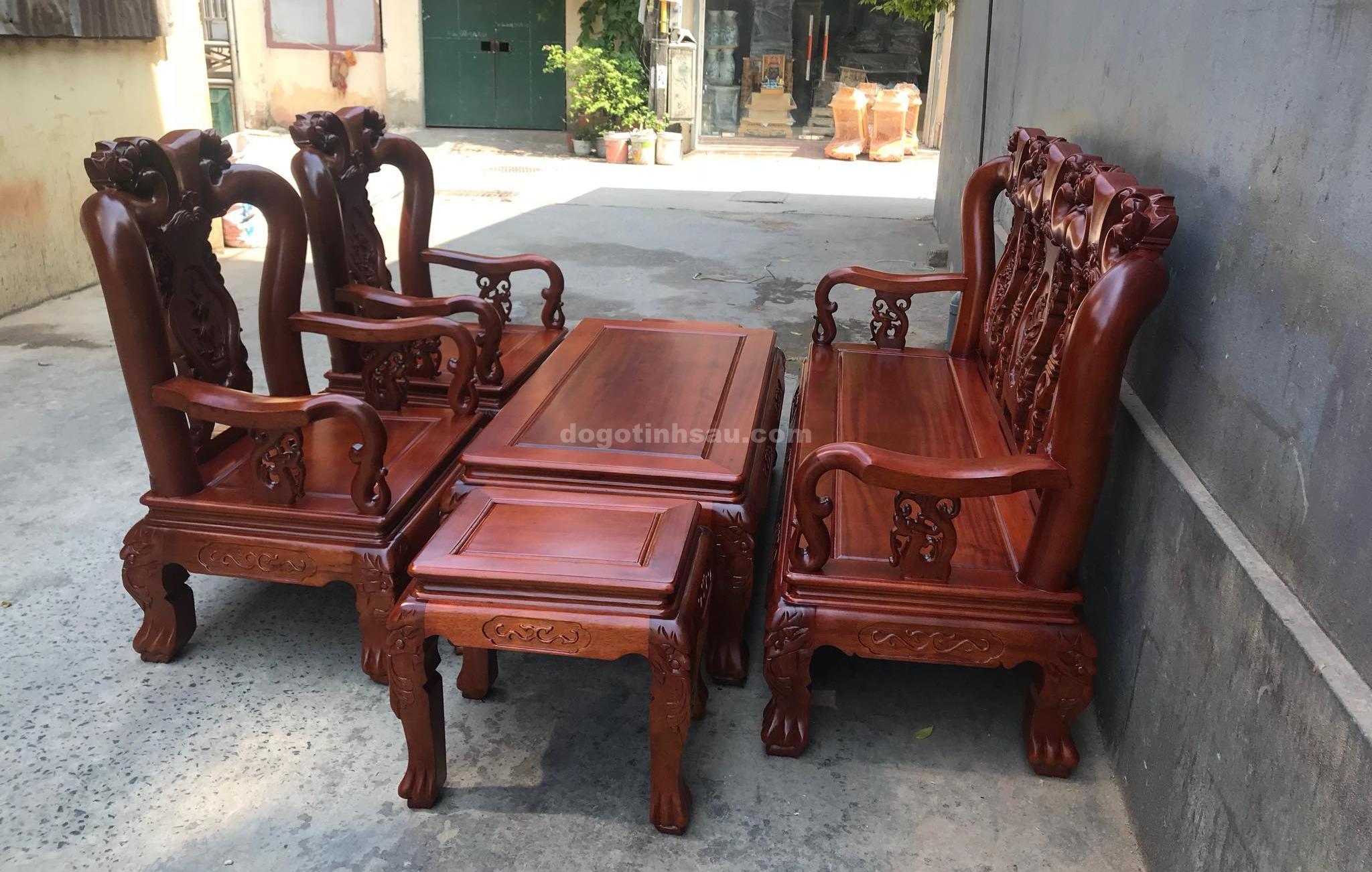 Bộ bàn ghế Minh Quốc đào gỗ gụ lào tay 10 gu lao - Bộ bàn ghế Minh Quốc đào gỗ gụ lào tay 10