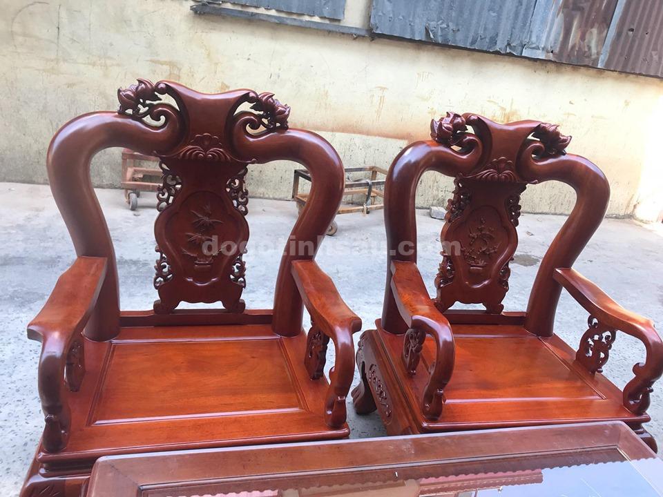 Bộ bàn ghế Minh Quốc đào gỗ gụ lào tay 10 gu laoo - Bộ bàn ghế Minh Quốc đào gỗ gụ lào tay 10