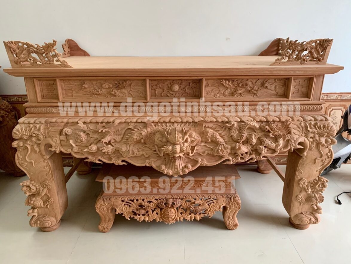 Sập thờ Tứ Linh gỗ gõ đỏ