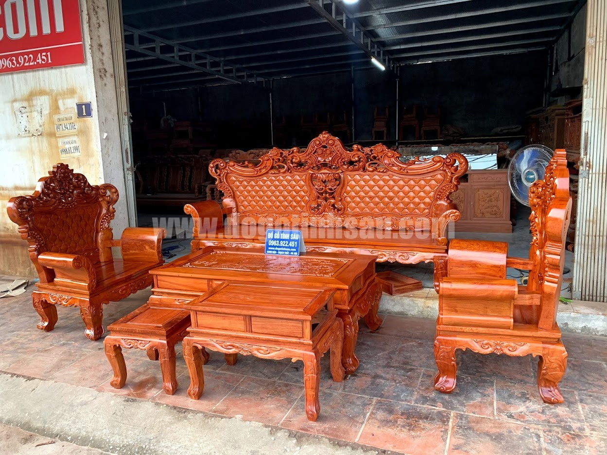 boban ghe hoang gia go huong da - Bộ bàn ghế hoàng gia Luis 6 món gỗ hương đá